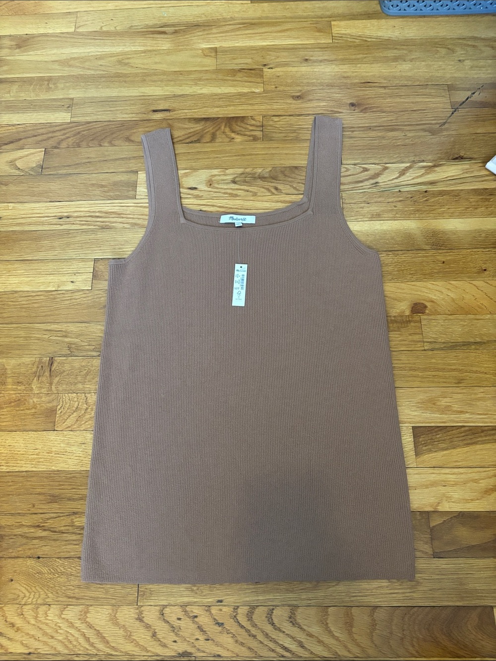 Madewell Ribbed Square-Neck Tank in Dusty Mauve